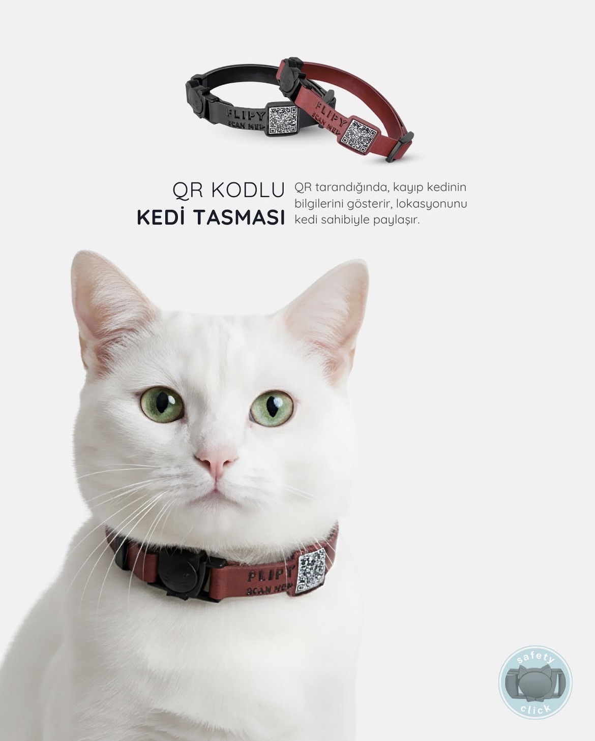 FLİPY QR KODLU KEDİ BOYUN TASMASI*5